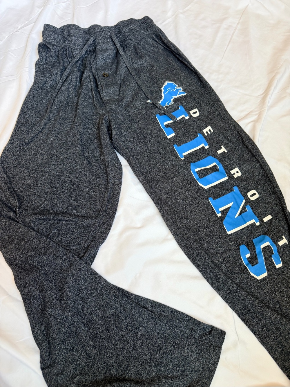 NFL Detroit Lions Gray Sleepwear Pants with Blue Logo (Men’s)